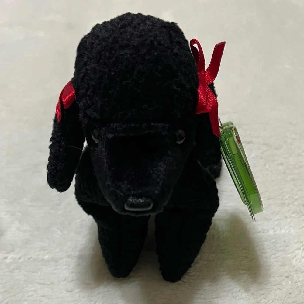 Ty Beanie Baby Black Poodle with Red Bows Gigi with Tag MINT Condition